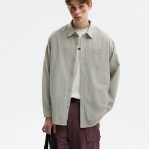 Bubble Texture Plaid Long Sleeve Shirt For Men In Autumn