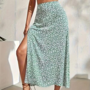 Floral Split New Chinese Style Skirt Fairy Dress For Women