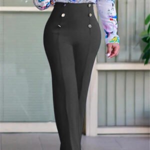 Plus Size Women's Casual Tight Straight-leg Trousers