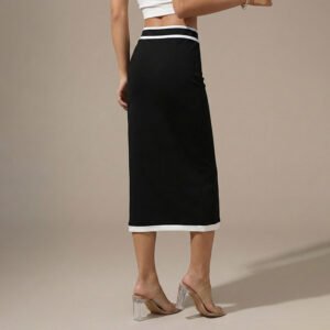 High-waisted Figure-flattering Color-block Pencil Skirt