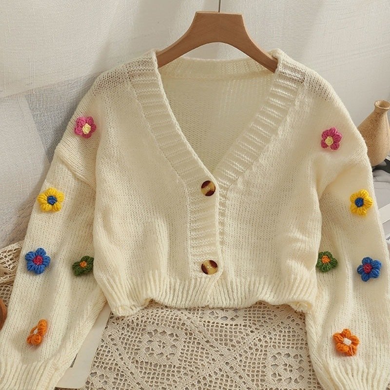 Sweet-style Short Two-button Knit Sweater For Women - Image 2
