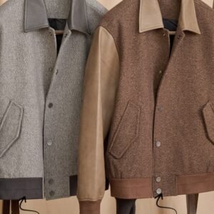 Fashionable Formal Jacket With A Lapel And Patchwork Design Offering Warmth