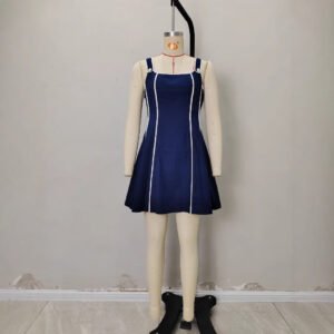 Sleek Blue-and-white Striped Slip Dress