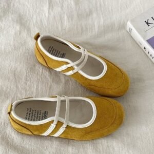 Double Drawstring Retro Round Toe Flat Bottom Shallow Mouth Casual Shoes