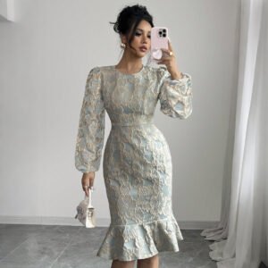 Fishtail Round-neck Elegant Figure-hugging Long Dress