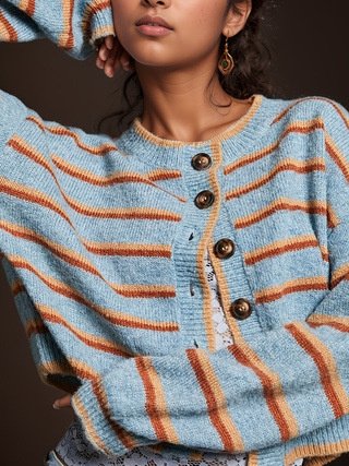 Casual All-match Multicolor Striped Round Neck Sweater - Image 4