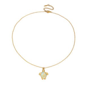 Womens Painted Pentagram Turtle Pendant Necklace