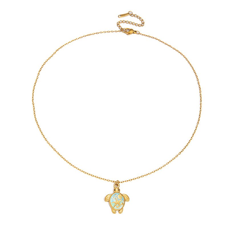 Womens Painted Pentagram Turtle Pendant Necklace - Image 5