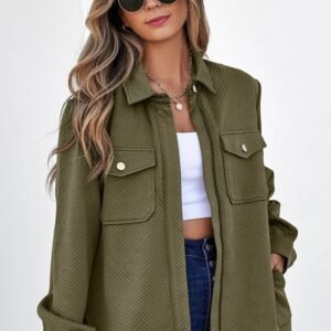 Women's Casual Lapel Texture Solid Color Long Sleeve Jacket
