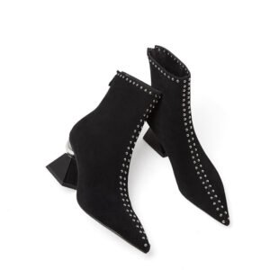 Womens Suede Pointed Toe High Heel Boots