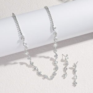 Fashion Elegant Rhinestone Ear Stud Necklace Women's Suit