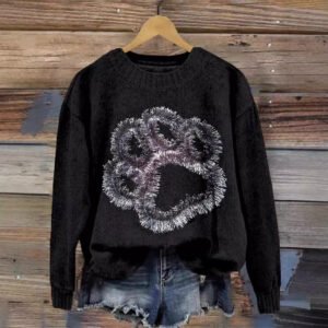 Chunky-knit Faux-sweater With Digital Print And Round Neckline