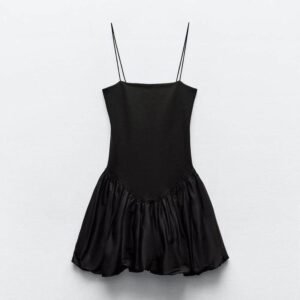 Off-the-shoulder Stretchy Thin-strapped Ruffled Patchwork Dress