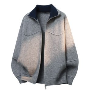 Mens Sweater Zip-Up Cardigan Coat