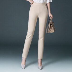 High Waist Slimming Straight Casual Plus Trousers