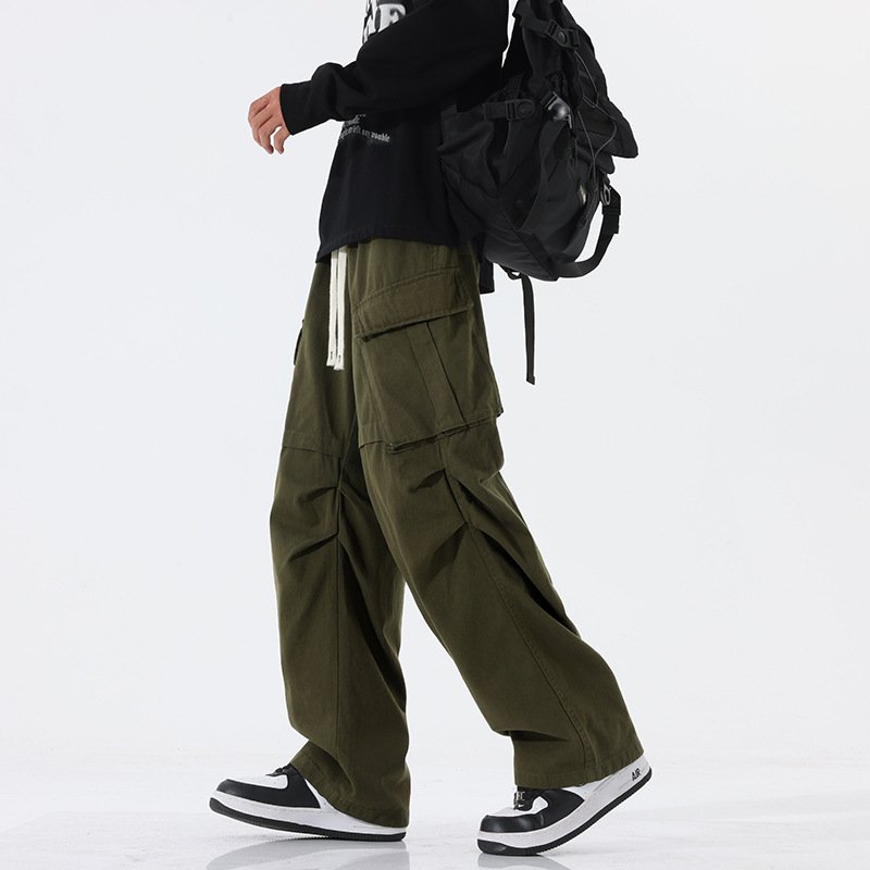 Overalls Men's Retro Trendy Pleated Straight-leg Trousers Casual - Image 3