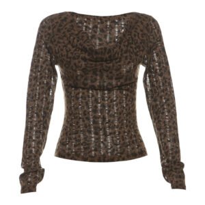 Womens Retro Boat-Neck Cropped Top With Ripped Details And Print