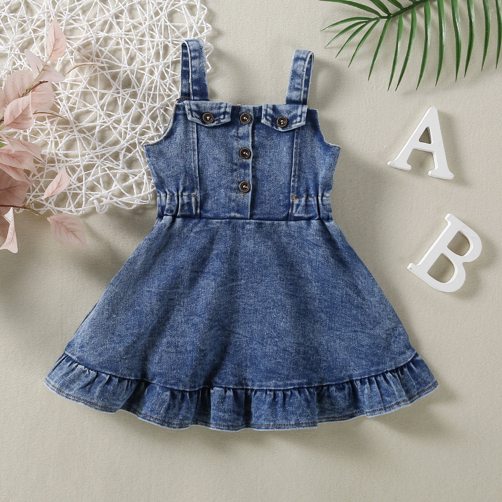 Cross-border Infant Baby Girl Children's Clothing Strap Denim Dress - Image 2