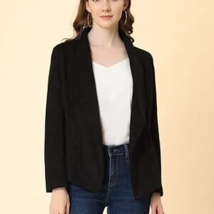 Casual Suede Lapel Long Sleeve Short Coat For Women