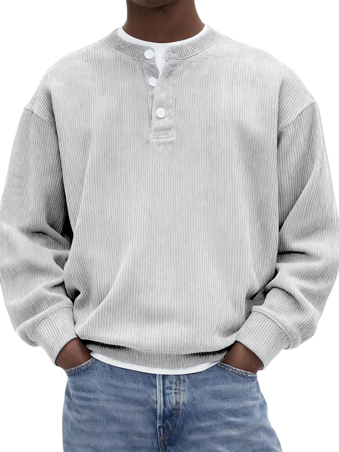 Mens Casual And Stylish Corduroy Ribbed Pullover - Image 6
