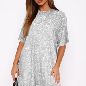 V Neck Sequin Skirt Set A Loose Elegant And Refined Dress