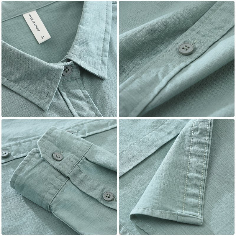 Men's Japanese Cotton Linen Long Sleeve Blouse Fashion All-matching - Image 3
