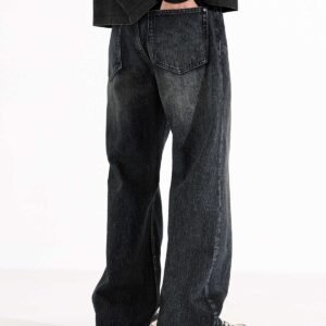 Retro Straight Jeans Men's American Loose-fitting Wide-leg Trousers