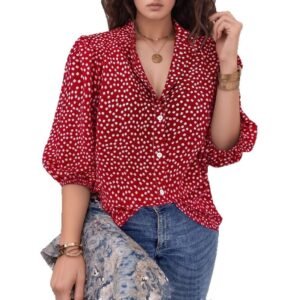 Women's Loose Print Versatile Button Up Shirt