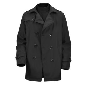 Mid-length Men's Khaki Casual Double-breasted Jacket