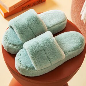 Indoor Lazy Flat-bottomed Plush Flip-flop Home Cotton Slippers