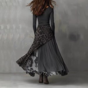 Leopard-print Elastic Waist Maxi Dress