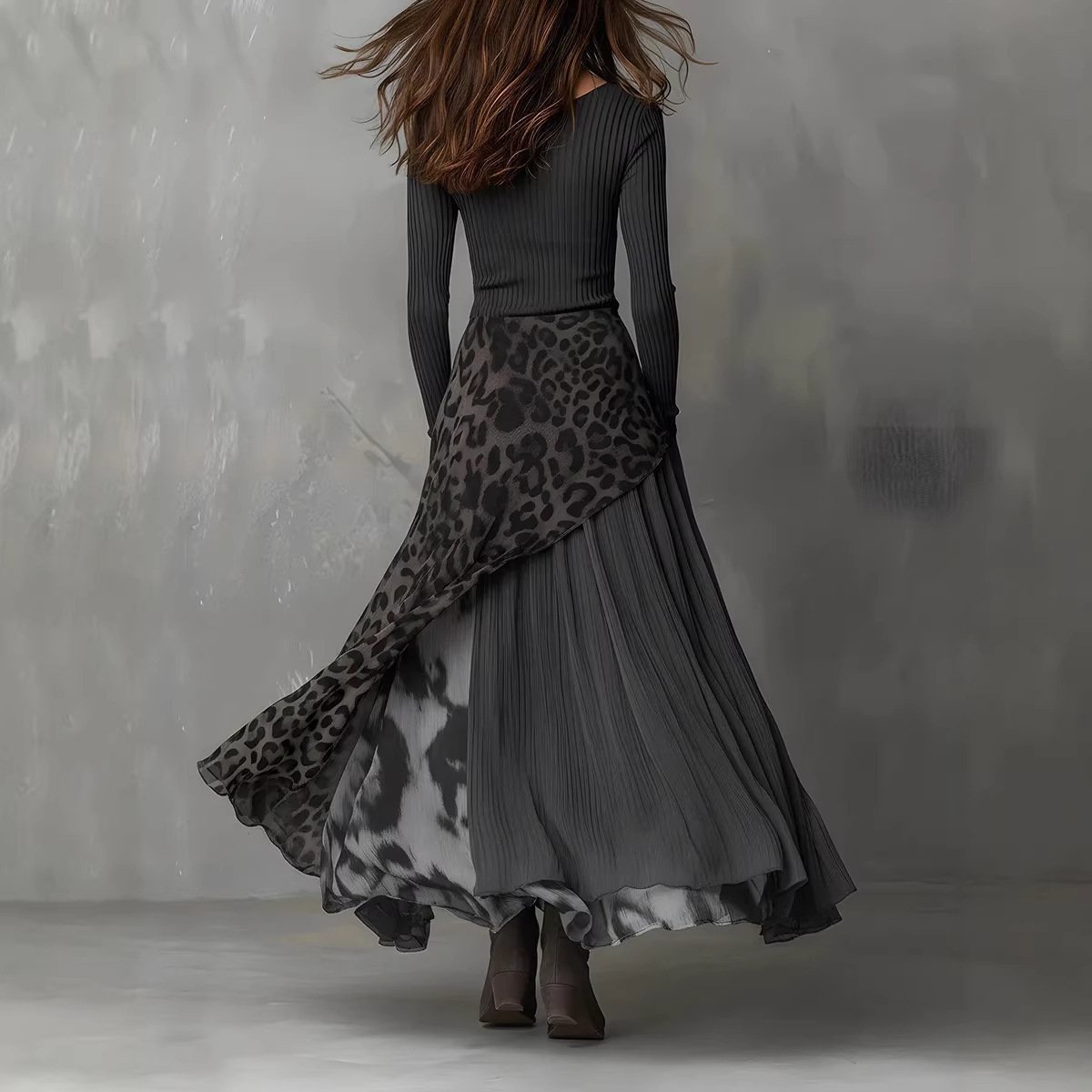 Leopard-print Elastic Waist Maxi Dress - Image 4