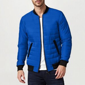 Mens Solid-Color Stand-Up Collar Cotton Padded Jacket Baseball Uniform
