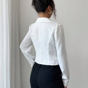 Autumn New Temperament Stripe Long Sleeve Shirt Women's Clothing