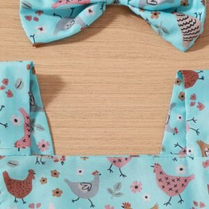 Baby Cartoon Chicken Flounced Sleeve Dress