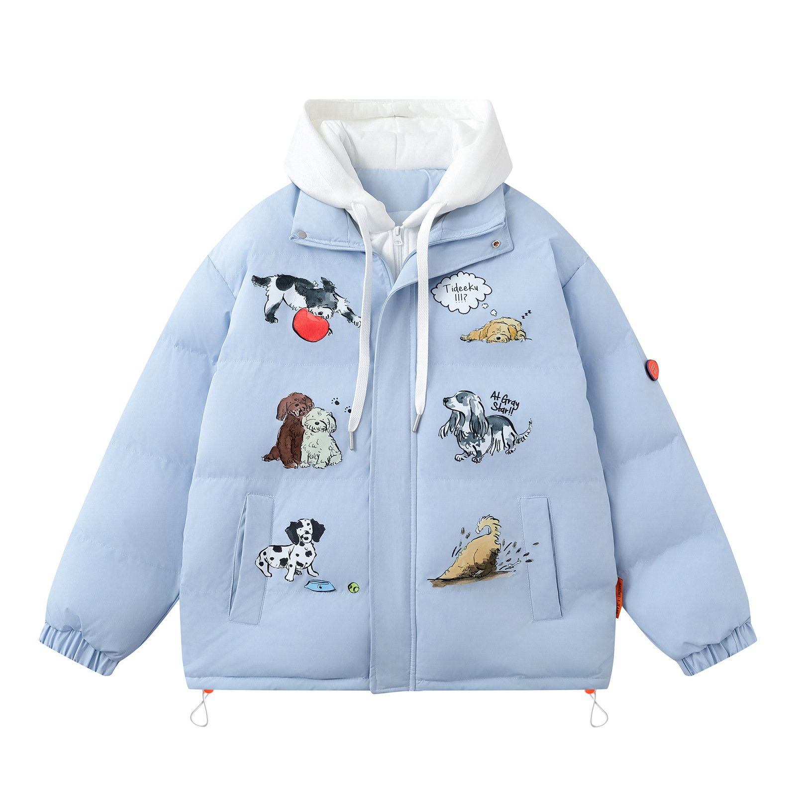 Puppy Fake Two-piece Hooded Cotton Jacket Men's And Women's Cotton-padded Clothes - Image 3