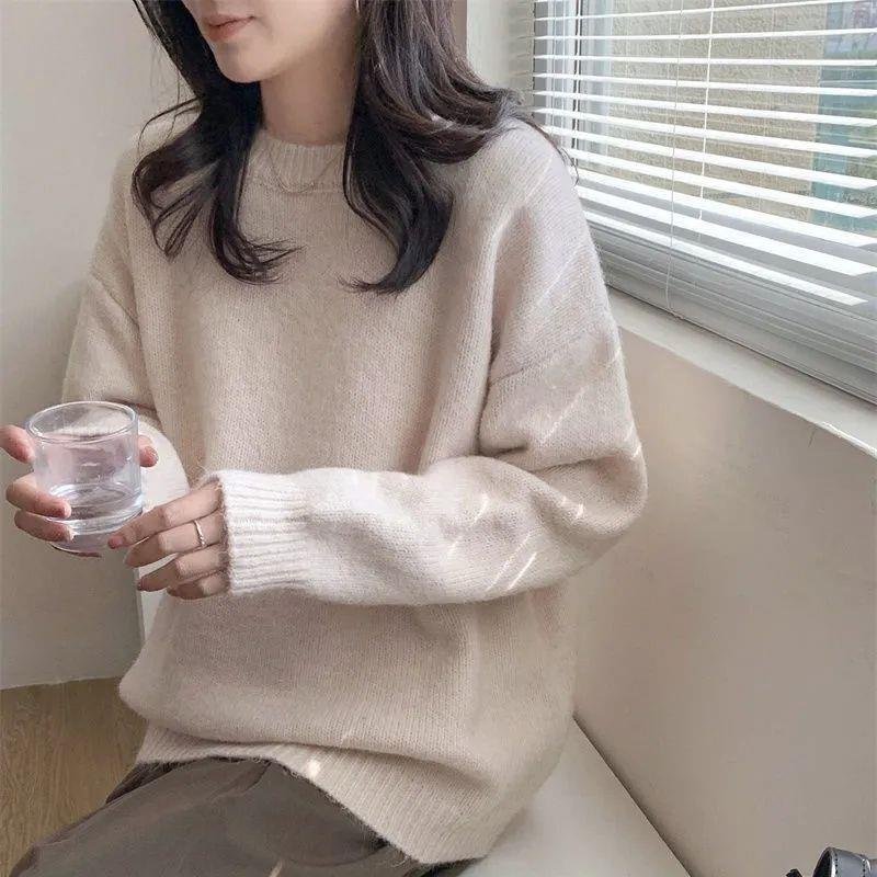 Thickened Loose-fitting Crew-neck Laid-back Style Sweater For Women - Image 8