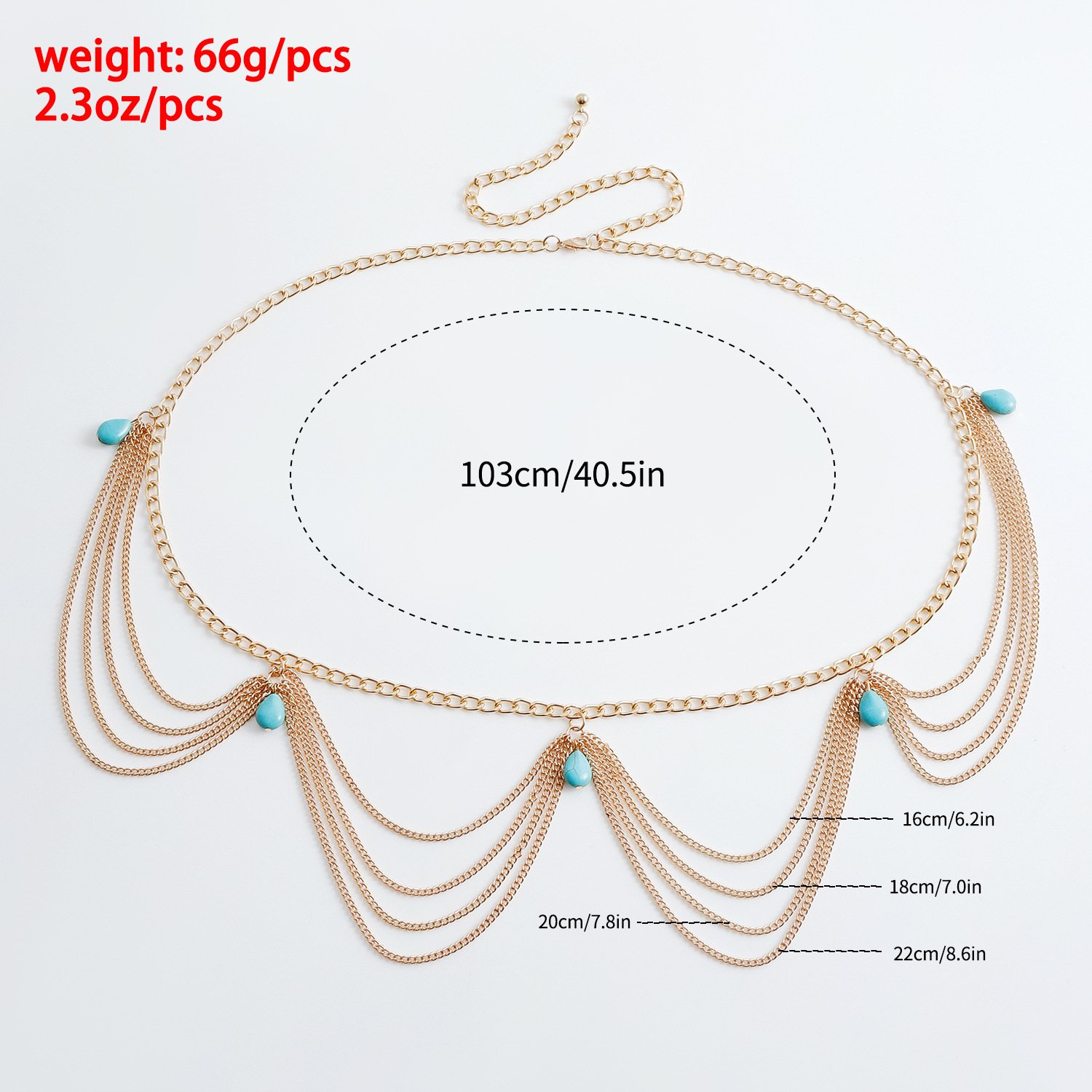 Classic Retro Turquoise Waist Belly Chain For Women Summer Beach Sexy Simple Body Chain Jewelry Accessories Gift - Image 2