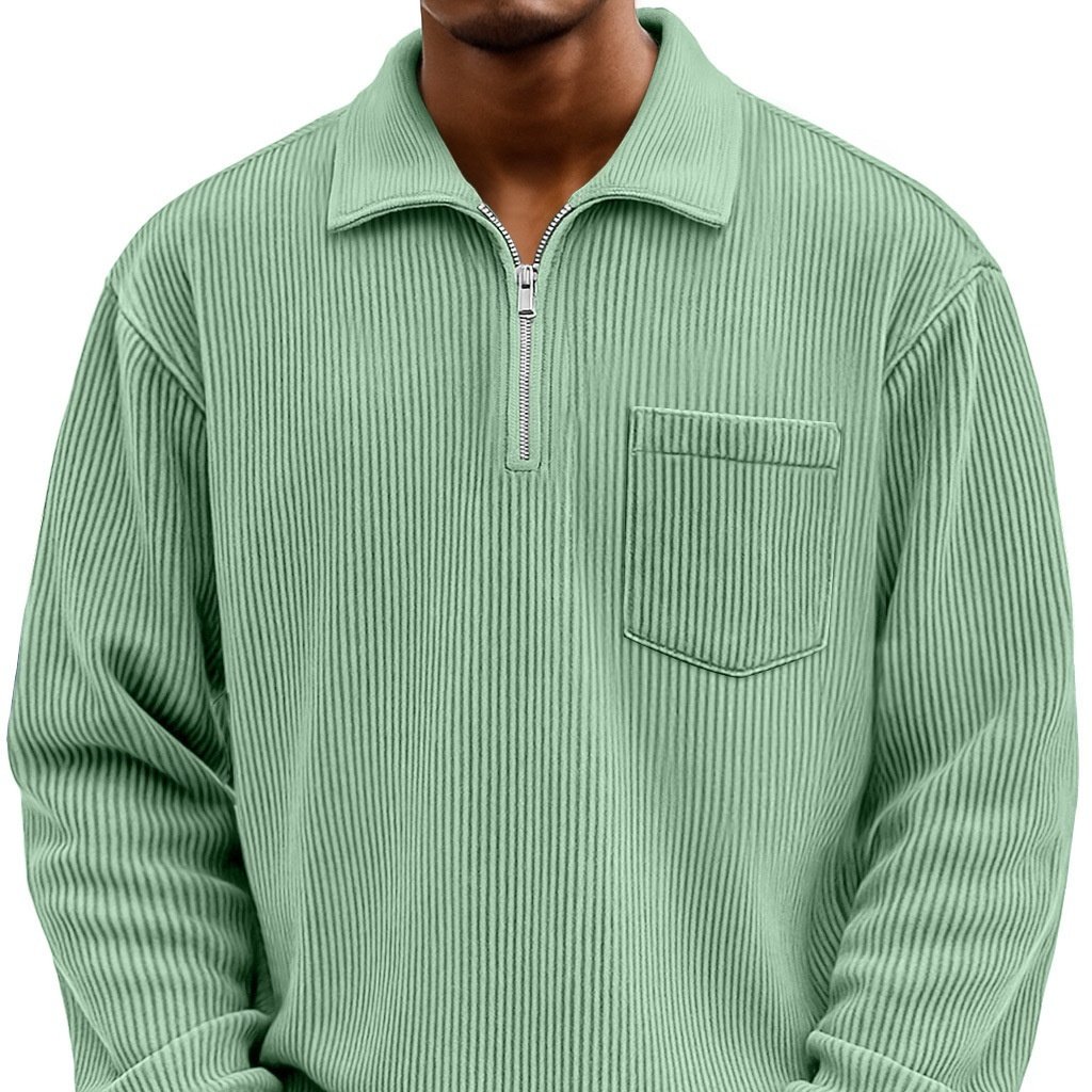 Men's Solid-color Henley Zip-up Casual Long-sleeve Hoodie - Image 3