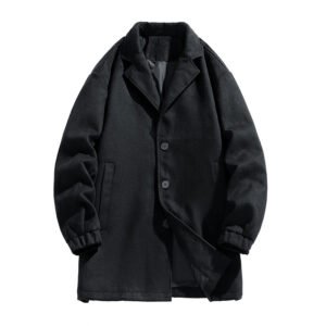 New Men's Casual Loose Mid-length Woolen Trench Coat
