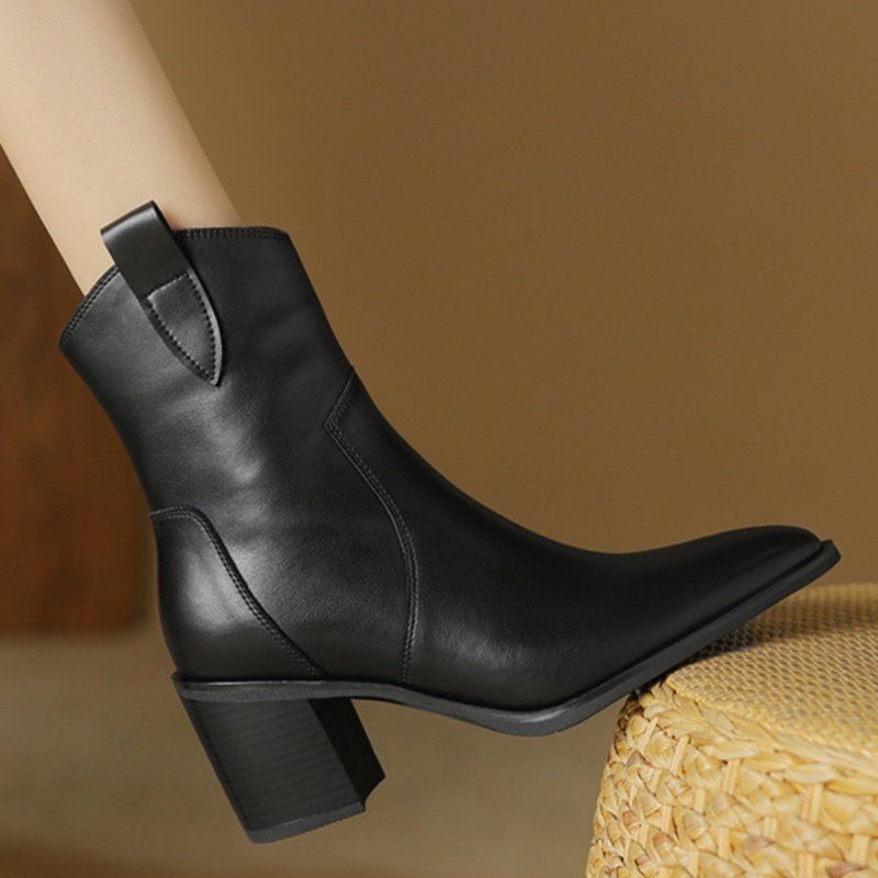Women's Vintage Mid-Calf Western Cowboy Boots In Full Leather AutumnWinter Style - Image 6
