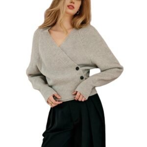 Retro Lazy Style V-neck Short Sweater Women Autumn Winter