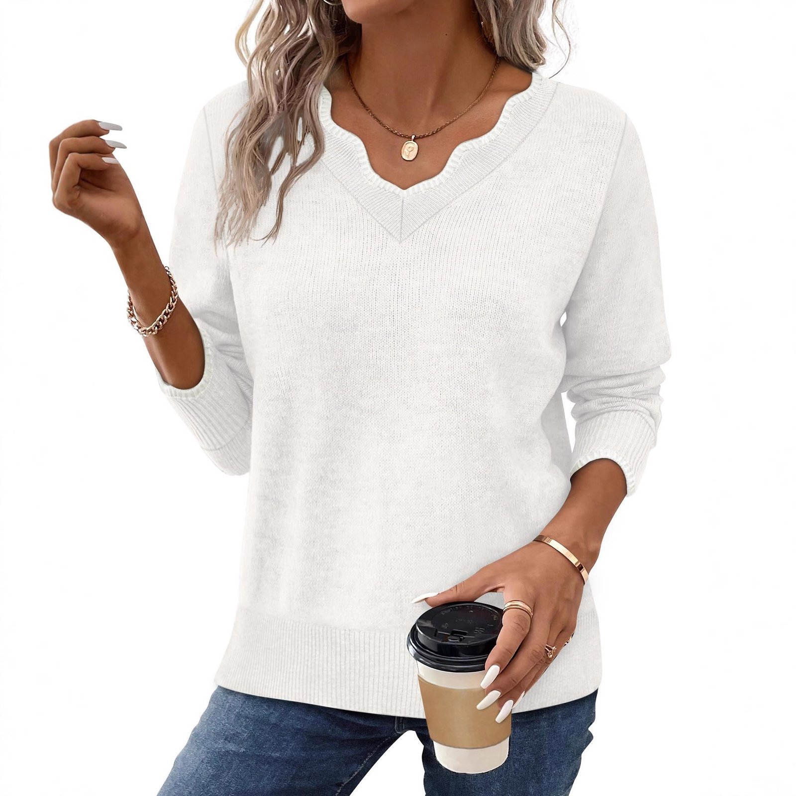 Womens Short-Sleeve Sweater Simple Elegant Solid-Color Knit Top - Image 2