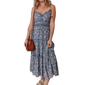 Slimming Cinched-waist Slip Dress With A Casual Floral Print For Women