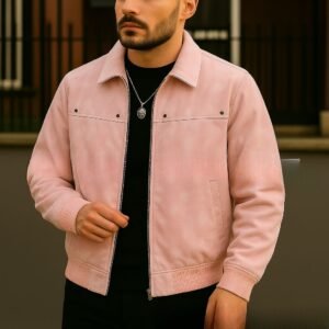 Vintage Brown Lapel Men's Leather Overcoat Jacket