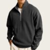 Men's Casual Half Zipped Stand Collar Long-sleeved Sweater