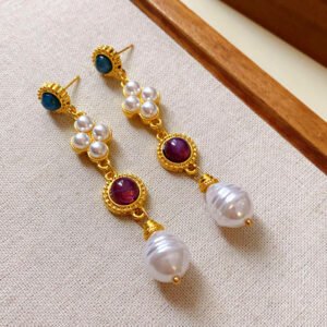 Geometric Artificial Pearl Double Layered Collarbone Chain Necklace