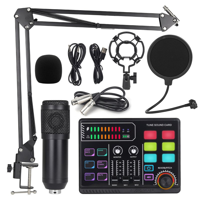 48v Large Shock Film English Sound Card Mobile Live Streaming Anchor Full Set Of Equipment - Image 5
