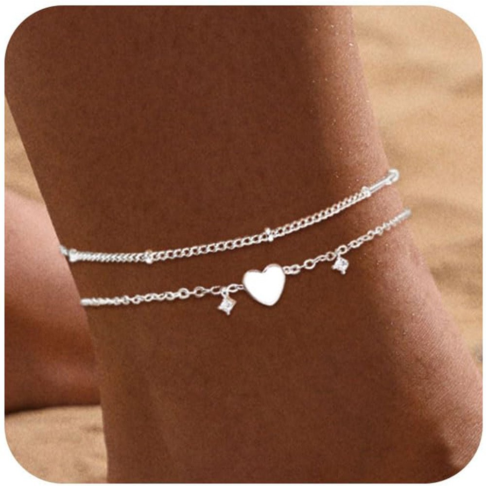 Personalized Trend Design Popular Heart-shaped Satellite Adjustable Anklet Suit - Image 10