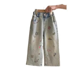 Girls' Fashion Personalized Embroidered Straight Jeans